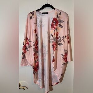 Pink floral beach kimono